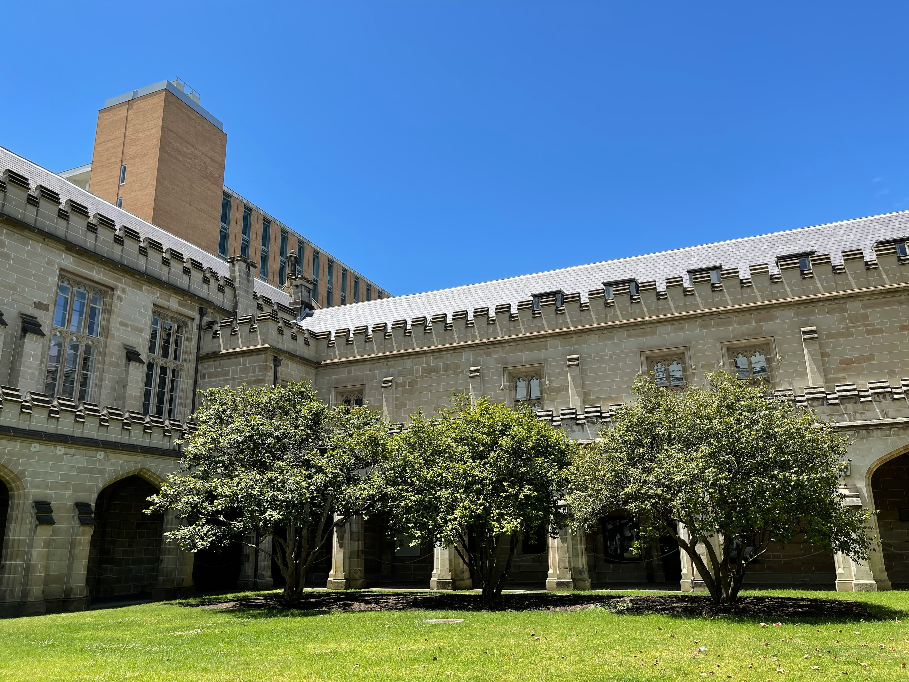University of Melbourne main quadrangle building with Gothic architecture